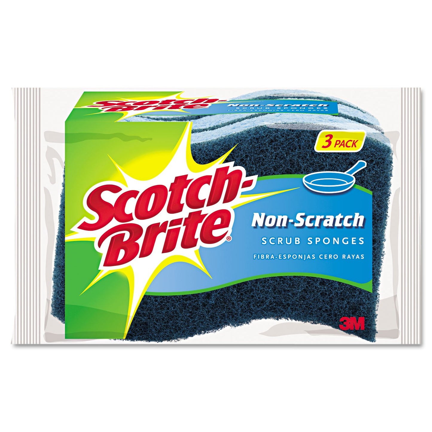 3M Scotch-Brite No Scratch Scrub Sponges, Blue, 4-1/2 x 2-1/2 x 7/10 in
