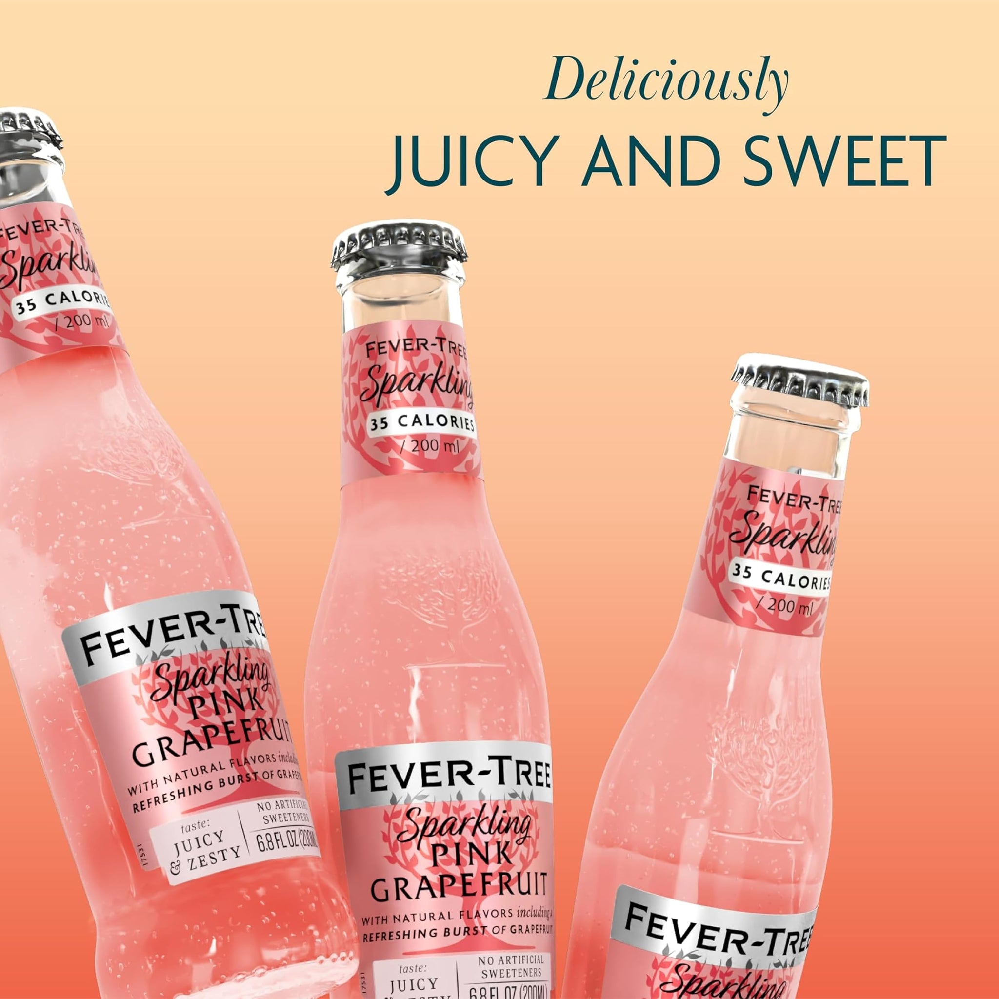Fever-Tree Sparkling Pink Grapefruit - Premium Soda Mixer for Cocktails and Mocktails, 6.8 fl oz Bottles, Pack of 24 - Naturally Sourced, Non-GMO