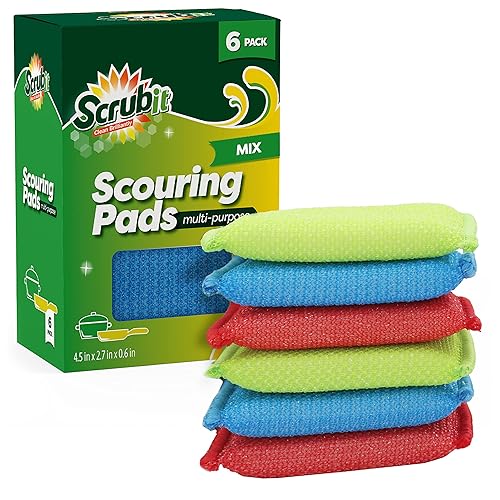 SCRUBIT Multi-Purpose Scouring Pad - Non-Scratch Cleaning Sponges for Pots, Pans, Dishes, Utensils & Non-Stick Cookware - Scrubbing Pads Use
