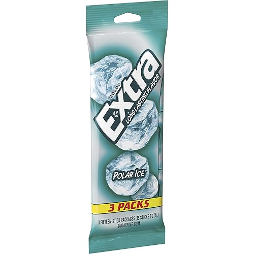 EXTRA Gum Polar Ice, Sugarfree Gum, 45 Ct, Bulk Mint Gum with Strong Mint flavor for Breath Refreshing, After Meals, Travel, and More with Long