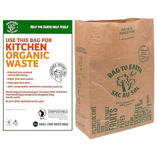 Bag to Earth -Kitchen Food Waste Bag, Set of 2 - Compostable, Leak-Resistant, 3.0 Gallons, 60 Count