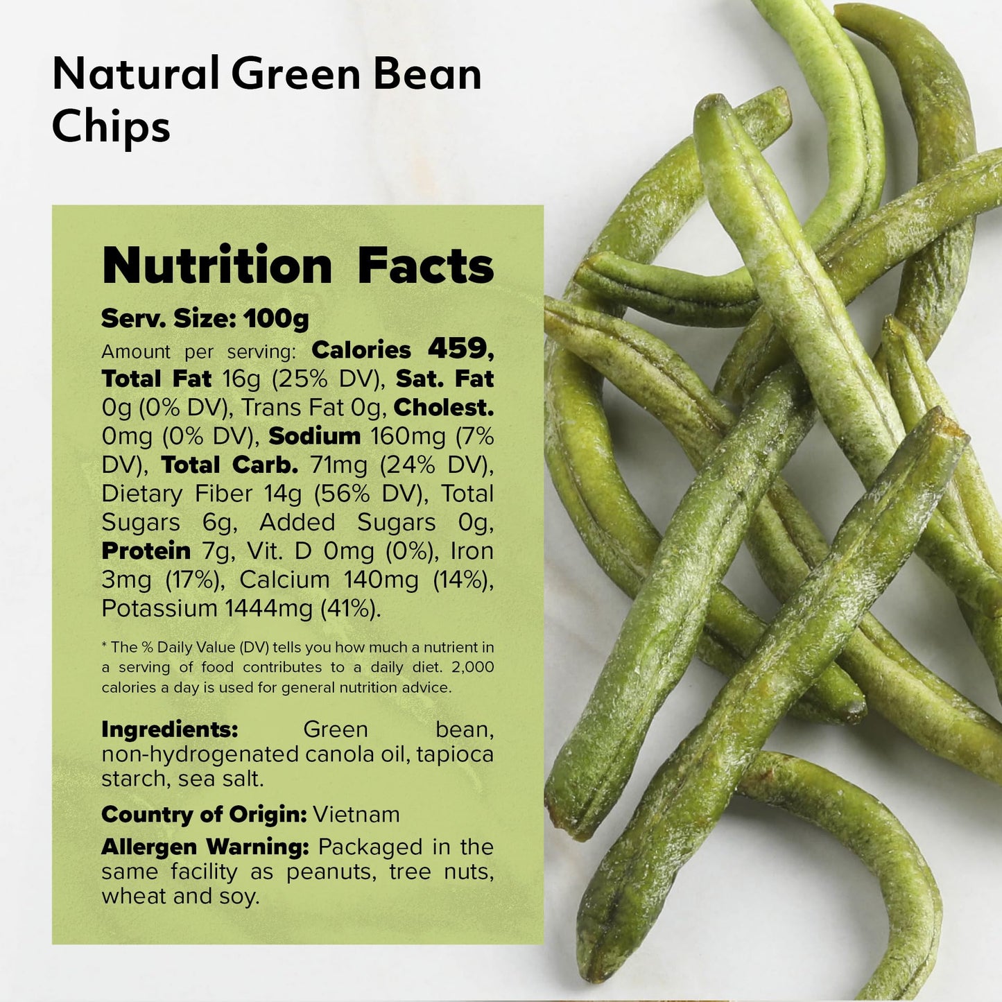 NUTS U.S. - Green Bean Chips | Sea-Salted | 100% Natural | Delicious and Fresh | Bulk Chips (2.2 LBS)