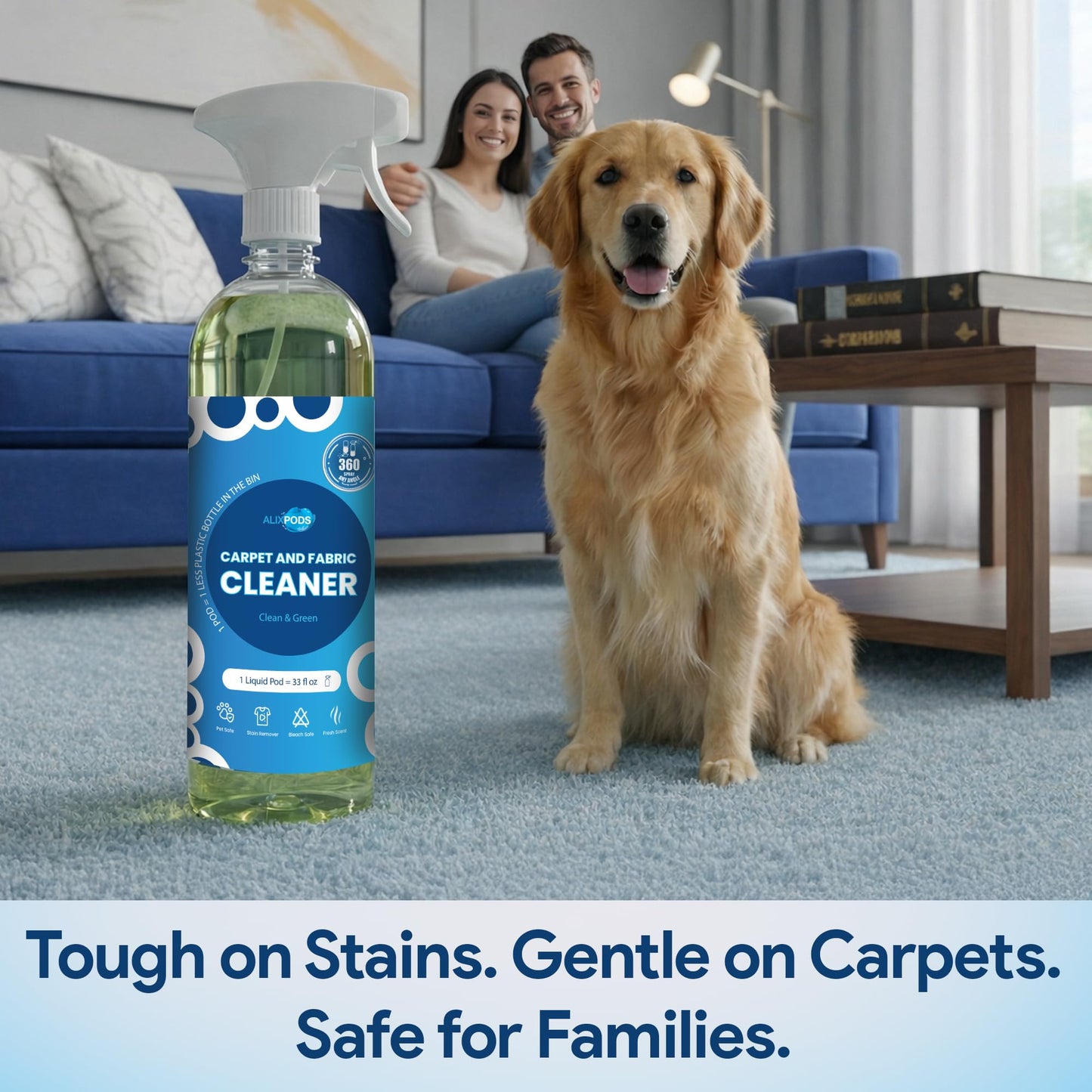 AlixPods stain remover spray - Spot Cleaner for Carpet, Upholstery, Rugs & Fabric | Pet Stain & Odor Remover | Just Add Water Starter Kit