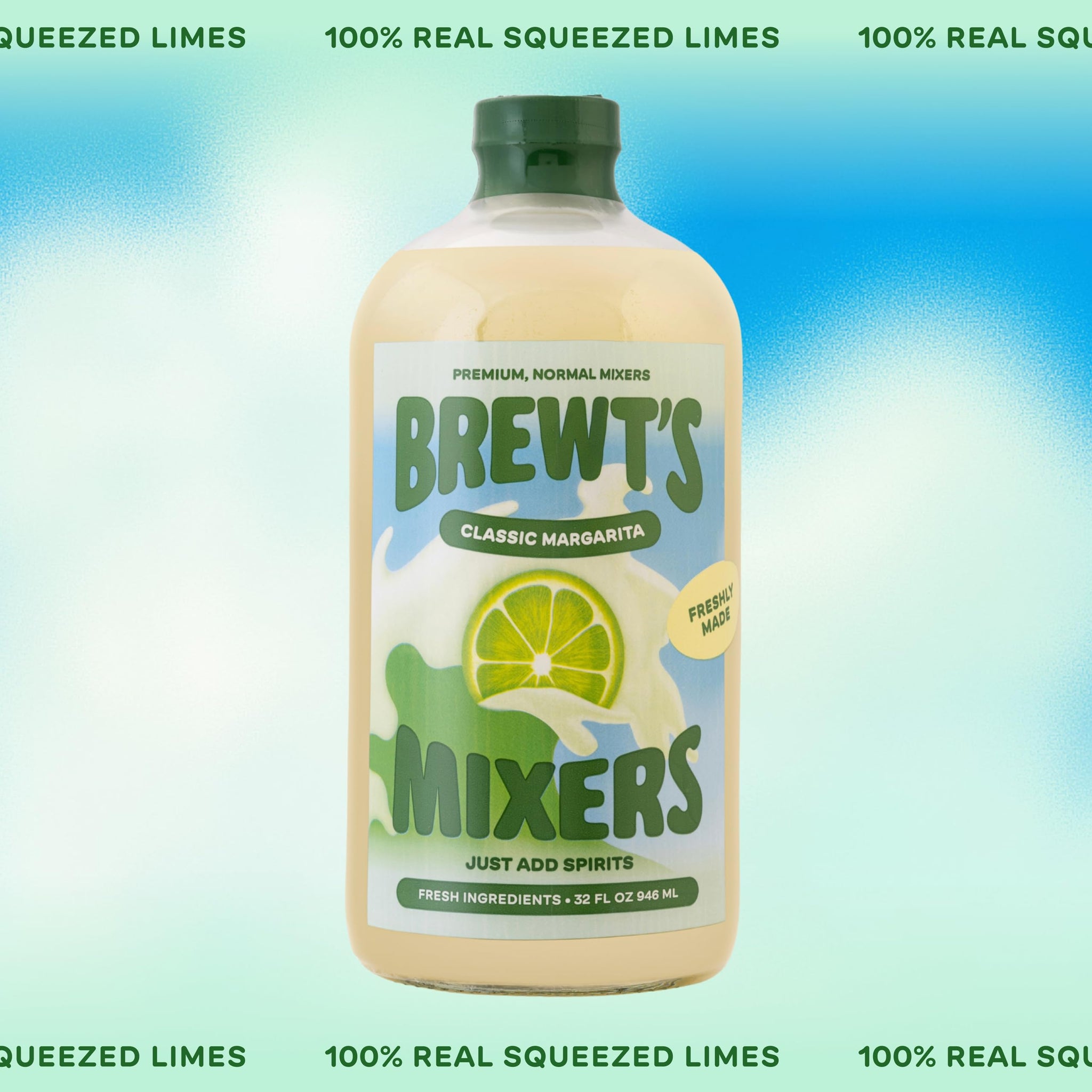 Brewt’s Classic Margarita Mix - Handcrafted Cocktail & Mocktail Mixer with Real Lime Juice, No Additives or Preservatives, Real Ingredients, - Classic