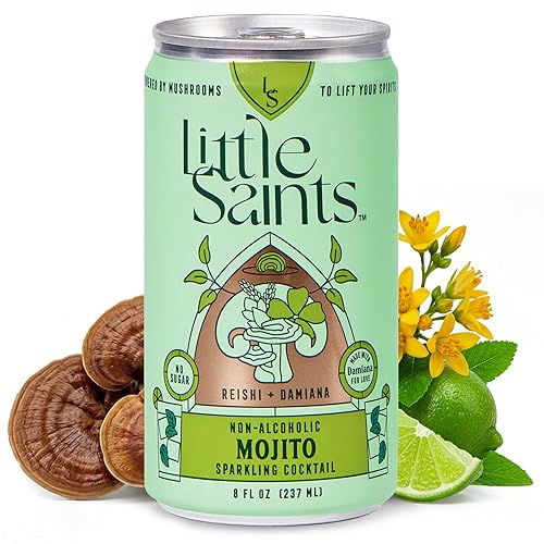 Little Saints Non-Alcoholic Mojito Mocktail | Crisp Mint & Lime | Crafted with Reishi Mushroom, Damiana & Adaptogens for Calm & Ease | 5 Calories |