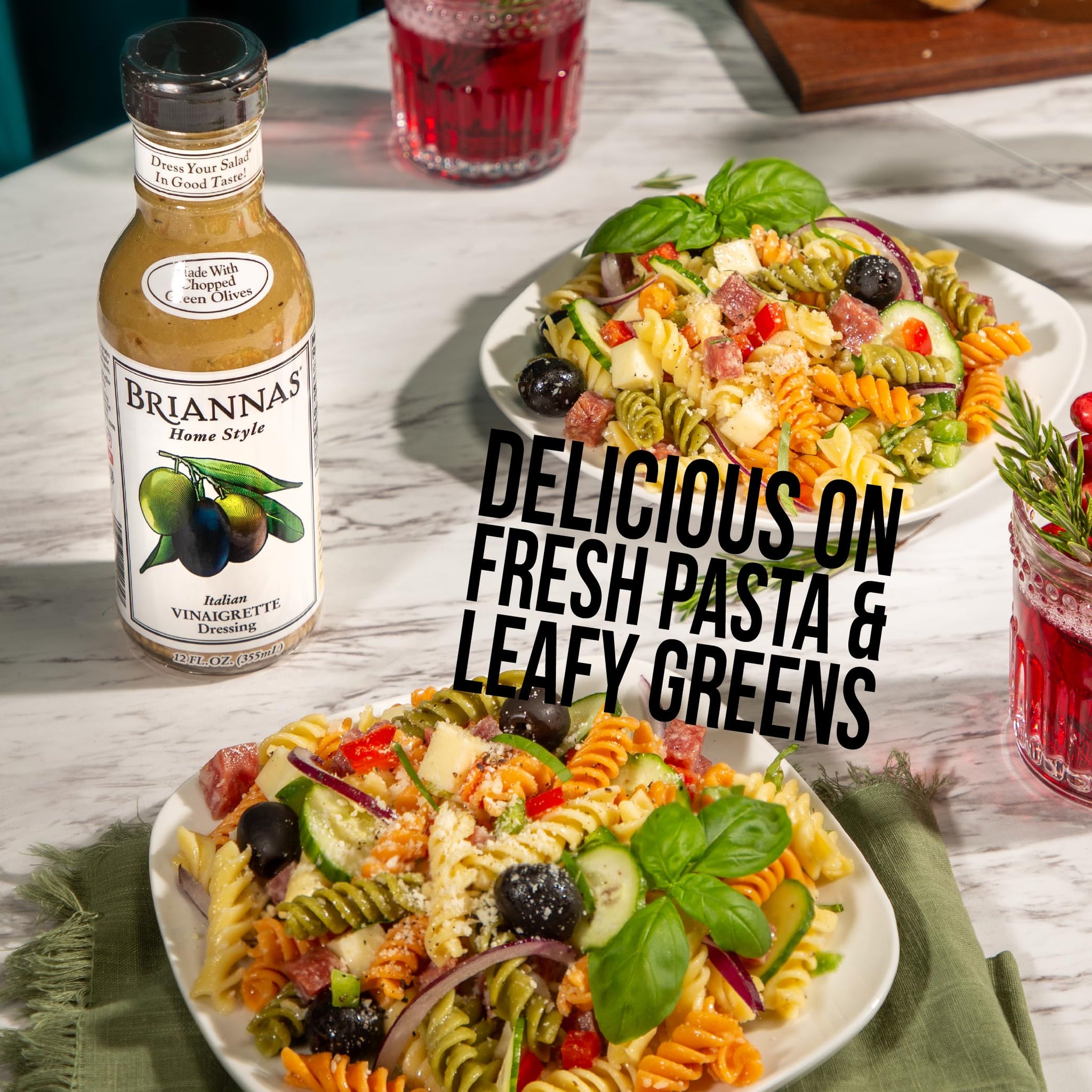 BRIANNAS - Home Style Italian Vinaigrette Dressing - Fine Salad Dressing made with Premium Ingredients - Gluten Free & Low Sugar Dressing - 12 oz