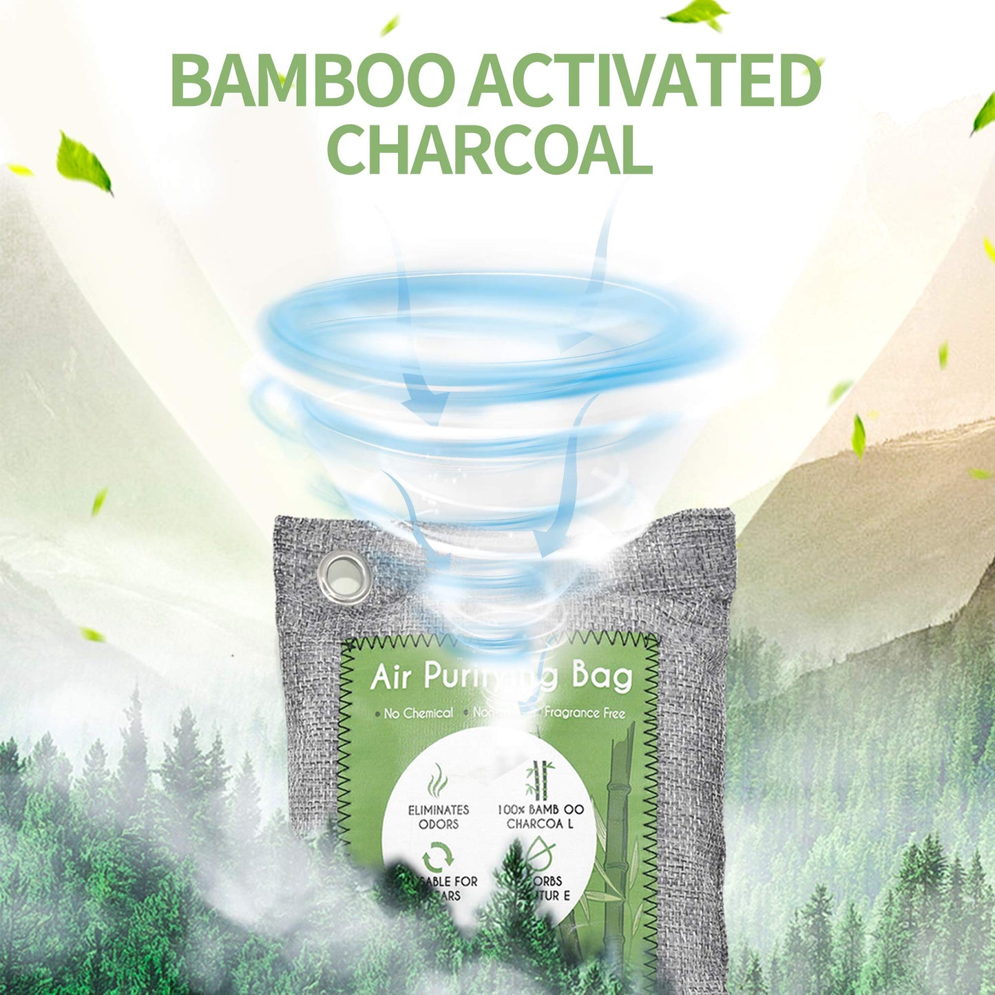 12 Pack Bamboo Air Purifying Bag, Activated Charcoal Bags Odor Absorber, Moisture Absorber, Natural Car Air Freshener, Shoe Deodorizer, Odor
