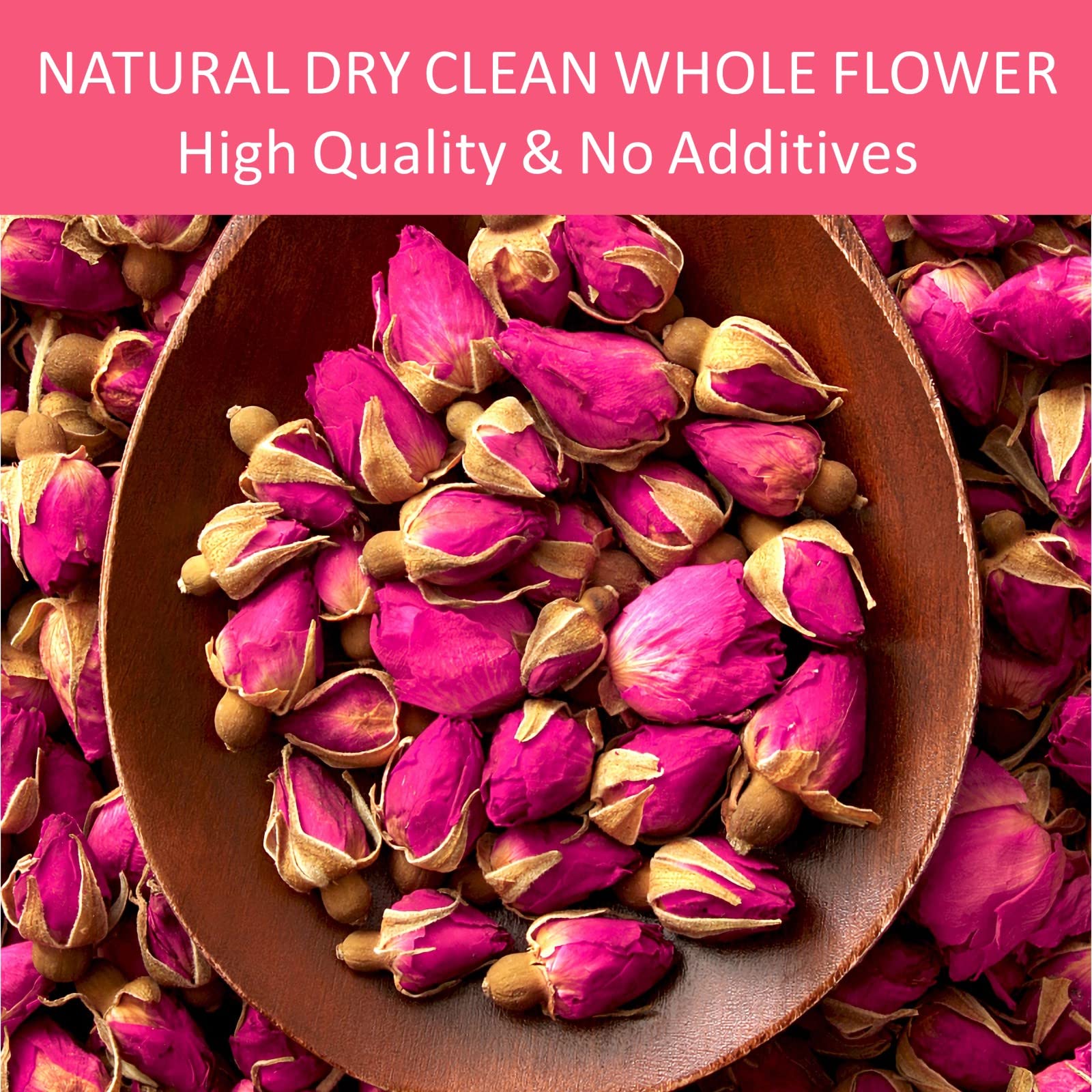 Dried Rose Buds Tea, Edible Roses Whole Flowers Loose Leaf, Premium Rose Tea Beverages, Natural Fragrant, Ideal for Gift, 2.8 oz