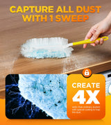 30 Count Duster Refill for Swiffer Duster with 1 Handle, One-Sided Disposable Dusters Refills with 4X Microfibers, Unscented Dusters for Cleaning