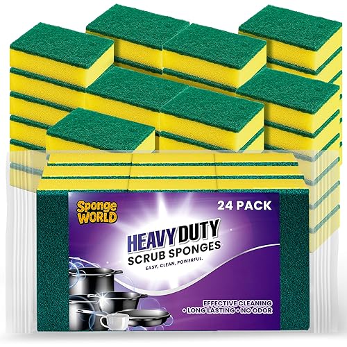 Dish Sponge, Non Scratch Sponges, Heavy Duty Scrub Sponge 24 Pack, Kitchen Scrub Sponges, 2.8x4 inch, Pads for Dishes, for Use Everyday for Tough