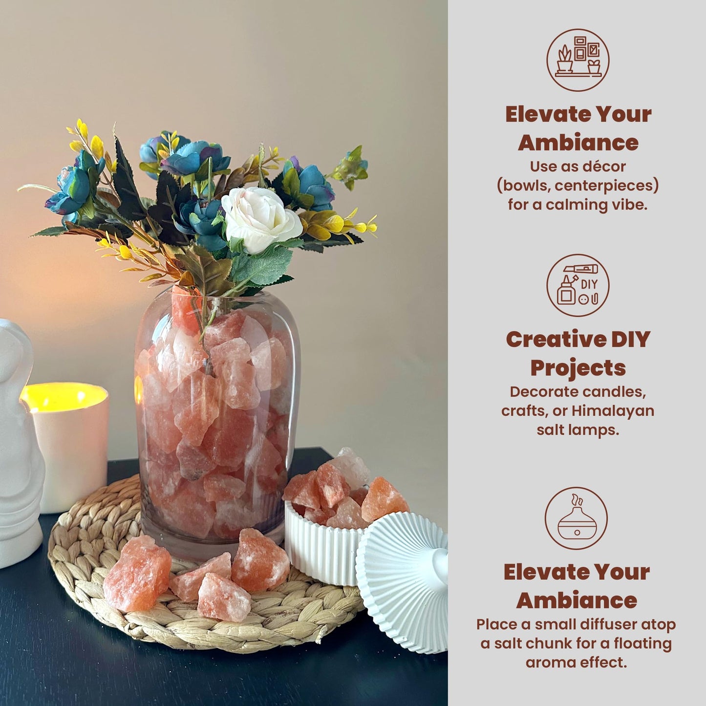 POHS Himalayan Pink Salt Chunks 11 Lbs Bag 100% Authentic Pure Natural Rock Salt Crystals, Extra Large1 .5 to 2.5 Inches chunks of rock himalayan