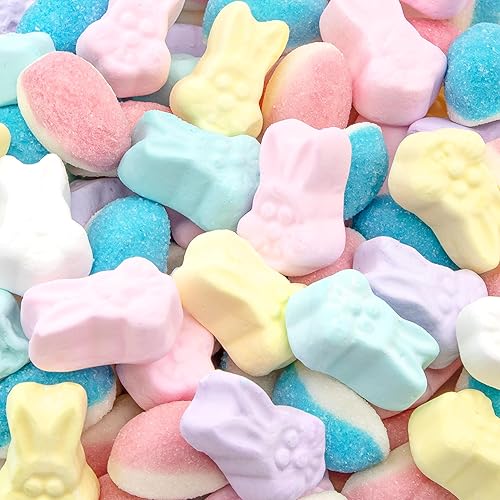 Easter Candy Mix | 24-Ounce Bag | Fruit Marshmallow Bunnies, Blue Raspberry & Strawberry Gummy Candy | Pastel Colored Easter Treats for Baskets