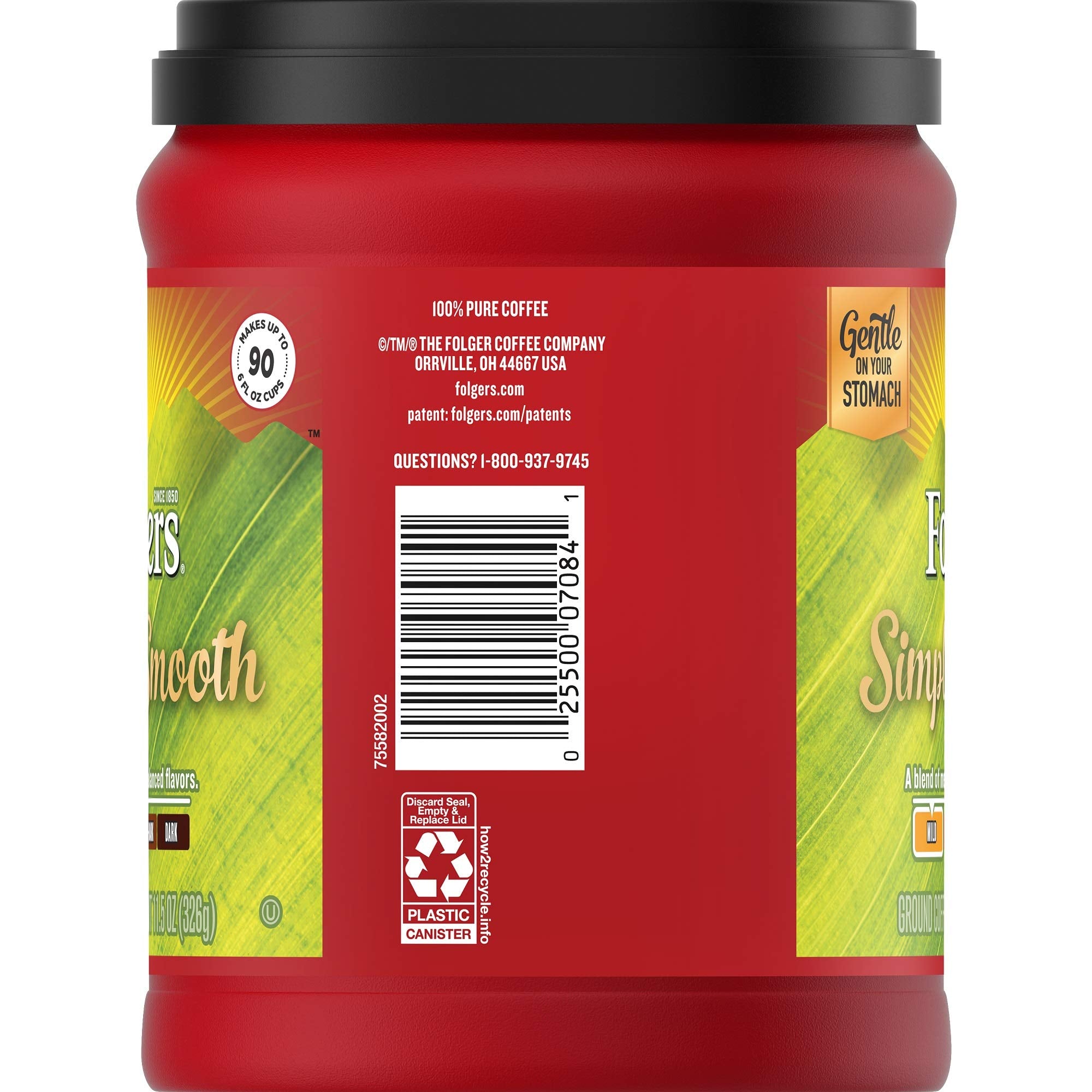 Folgers Simply Smooth Mild Roast Ground Coffee, 11.5 Ounces