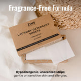 ZWS Essentials Laundry Detergent Sheets | Unscented, Hypoallergenic Laundry Strips for Sensitive Skin | Eco-Friendly, Plastic-Free Detergent for HE