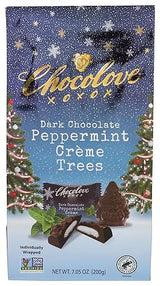 Chocolove Peppermint Crème Trees in Dark Chocolate | 55% Cocoa | Festive Christmas Candy & Chocolates for Gifting | Crafted with Belgian Chocolate |