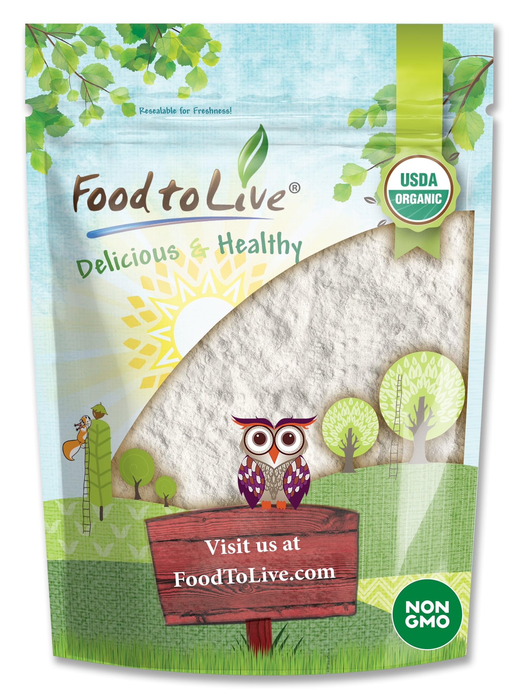 Food to Live Organic Tapioca Flour, 2 Pounds - Non-GMO Finely Ground Tapioca Starch. Wheat and Rice Flour Substitute. All Purpose Thickening Agent