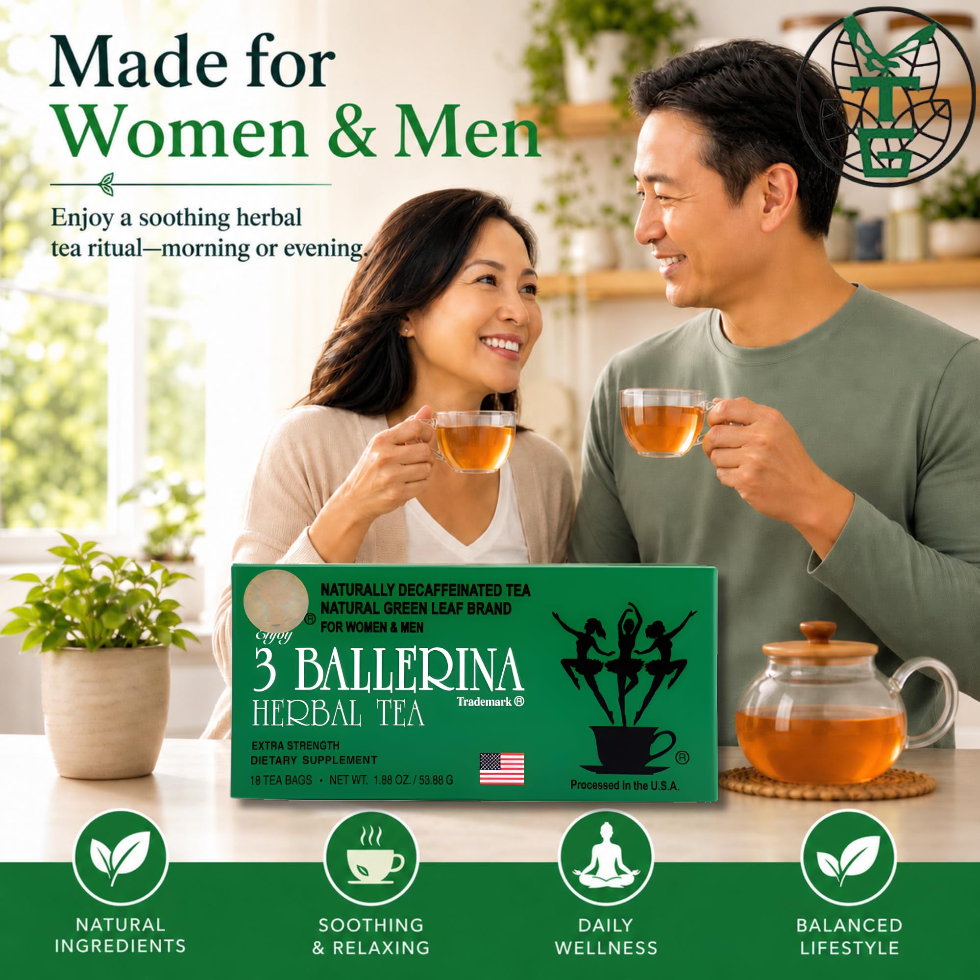 3 Ballerina Herbal Tea Drink Extra Strength Herbal, 18 Count (Pack of 2)