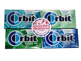 EMPORIUM CANDY TASTY TREATS FOR THE TUMMY Orbit Gum Assortment - 1 Pack Each of Peppermint Spearmint Sweetmint Wintermint - 14 Pieces per Pack, Blue