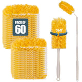 60 Pack Heavy Duty Duster Refills with Extendable 3FT Handle, Multi Surface 360 Disposable Dusters Kit for Cleaning Furniture, Blinds, Ceiling Fan