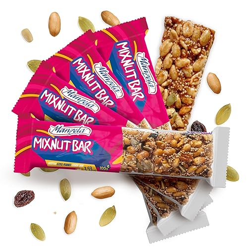 Manzela Sweet & Crunchy Mexican Snack Bars | Natural Energy from Peanuts, Raisins & Pumpkin Seeds, No Preservatives, Great for Travel, Office & Lunch