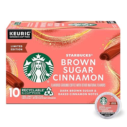 Starbucks K-Cup Coffee Pods, Flavored Hot or Iced Coffee, Brown Sugar Cinnamon, 10 Keurig Pods