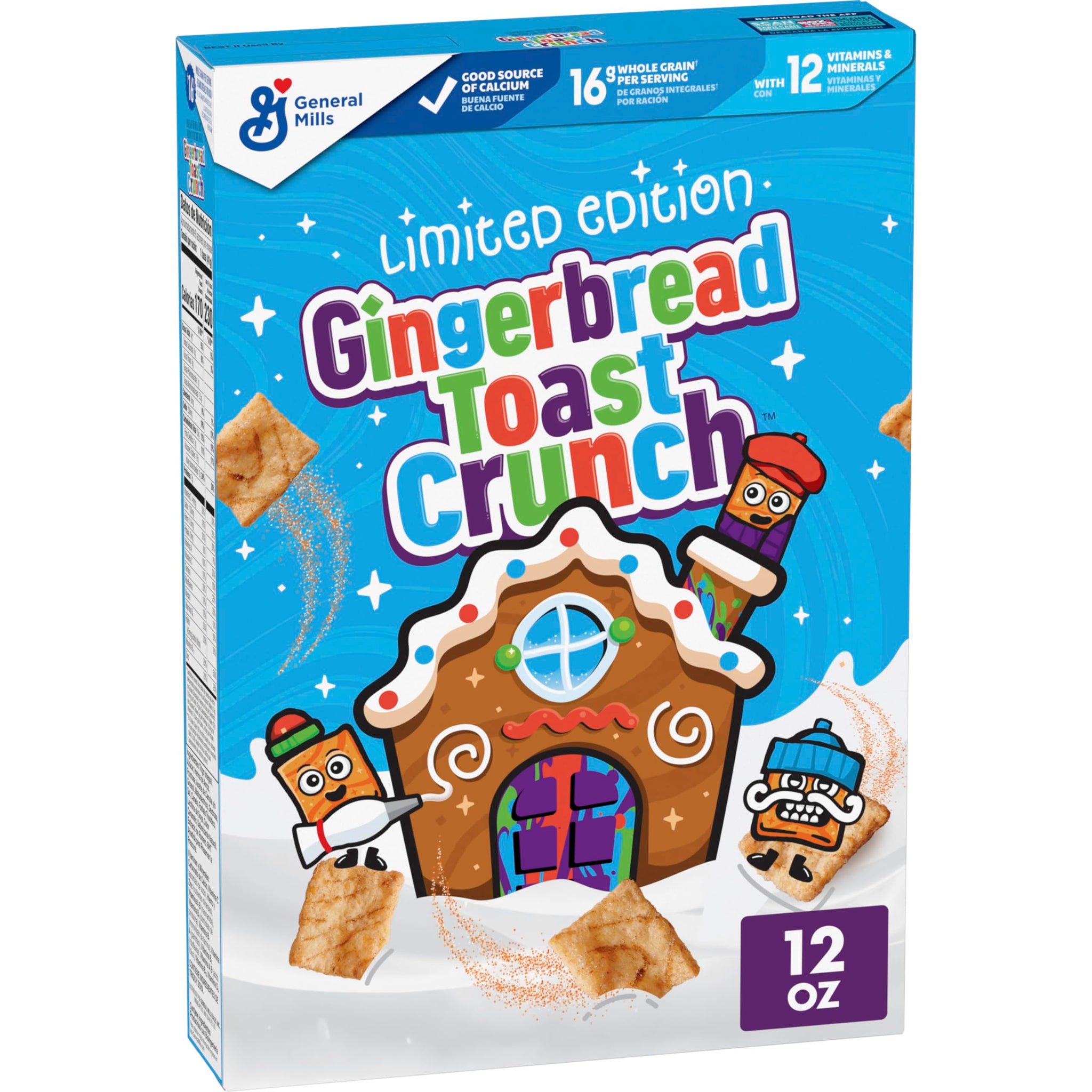 Gingerbread Toast Crunch Breakfast Cereal, Crispy Gingerbread Flavored Cereal, 12 oz Cereal Box