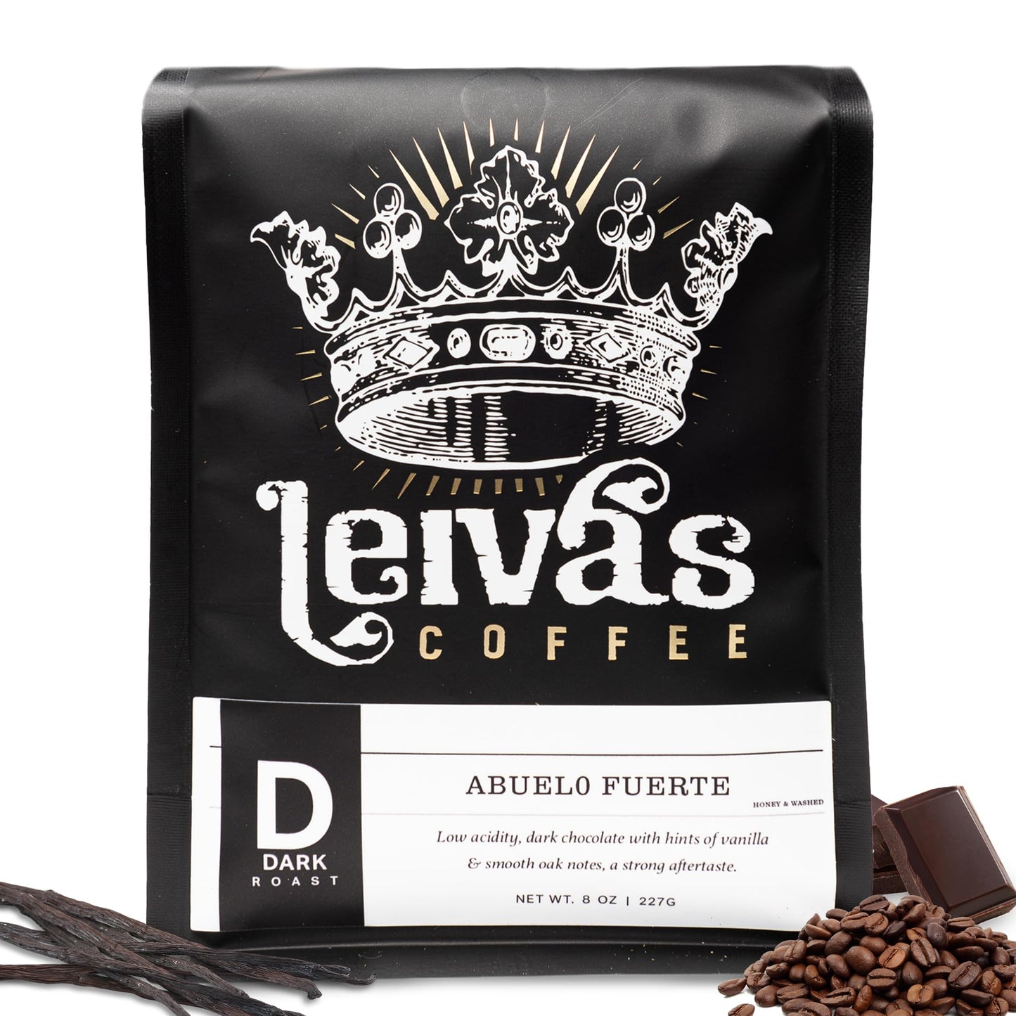 Leiva’s Dark Roast Whole Bean Coffee (8 Oz) - Freshly Roasted, Micro-Lot Guatemalan Beans - Abuelo Fuerte Whole Beans w/Chocolate & Caramel Notes