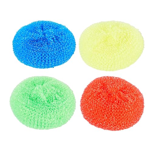Restaurantware Plastic Dish Scrubbers 40 Pack 2.953 x 2.953 x 0.984 Inches Durable Non-Scratch Scrubbers Plastic Mesh Cleaning Pads Easy Grip Assorted