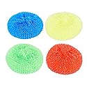 Restaurantware Plastic Dish Scrubbers 40 Pack 2.953 x 2.953 x 0.984 Inches Durable Non-Scratch Scrubbers Plastic Mesh Cleaning Pads Easy Grip Assorted