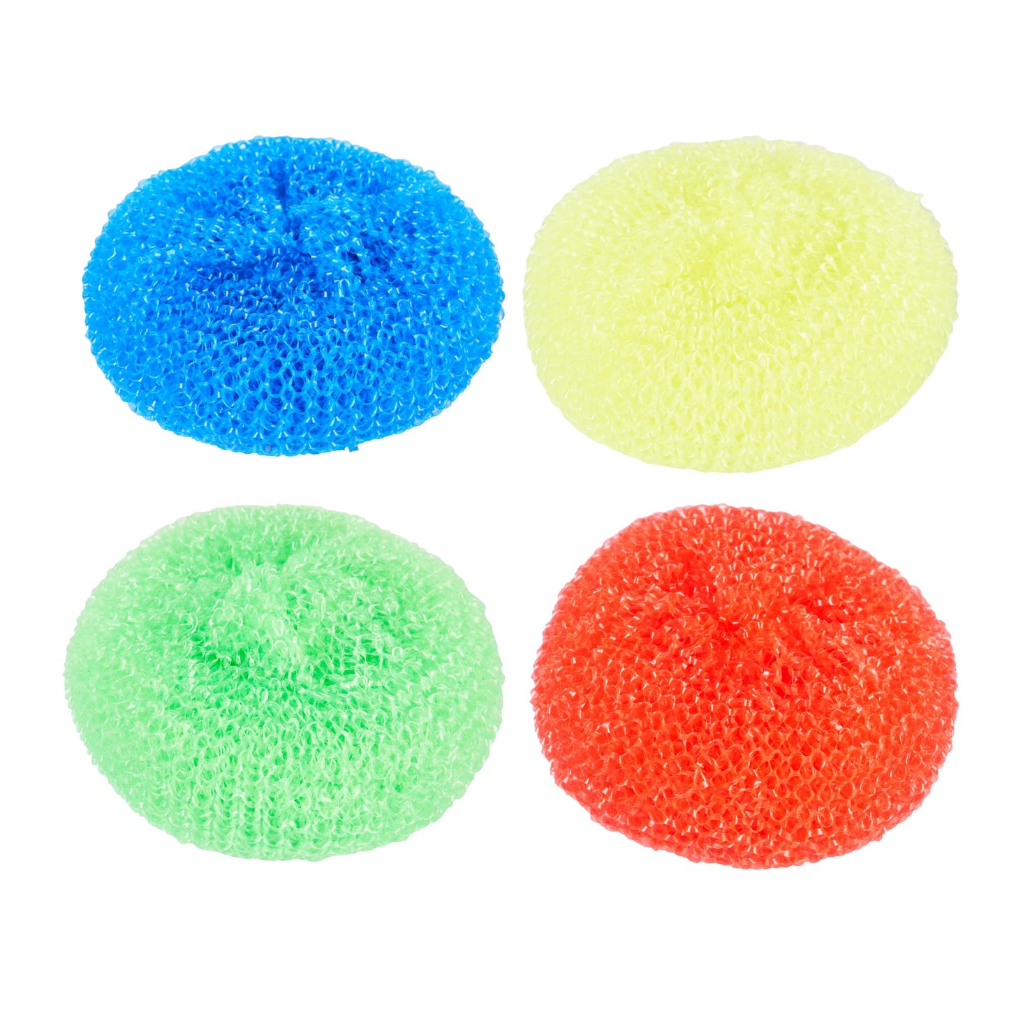 Restaurantware Plastic Dish Scrubbers 40 Pack 2.953 x 2.953 x 0.984 Inches Durable Non-Scratch Scrubbers Plastic Mesh Cleaning Pads Easy Grip Assorted