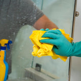 Zep Plus Glass & Mirror Foaming Cleaner 32 oz (2 Units) and a Blue Microfiber Rag ECBD025-2-Pack Ammonia-Free Anti-Fog Streak-Free Mirror and Glass