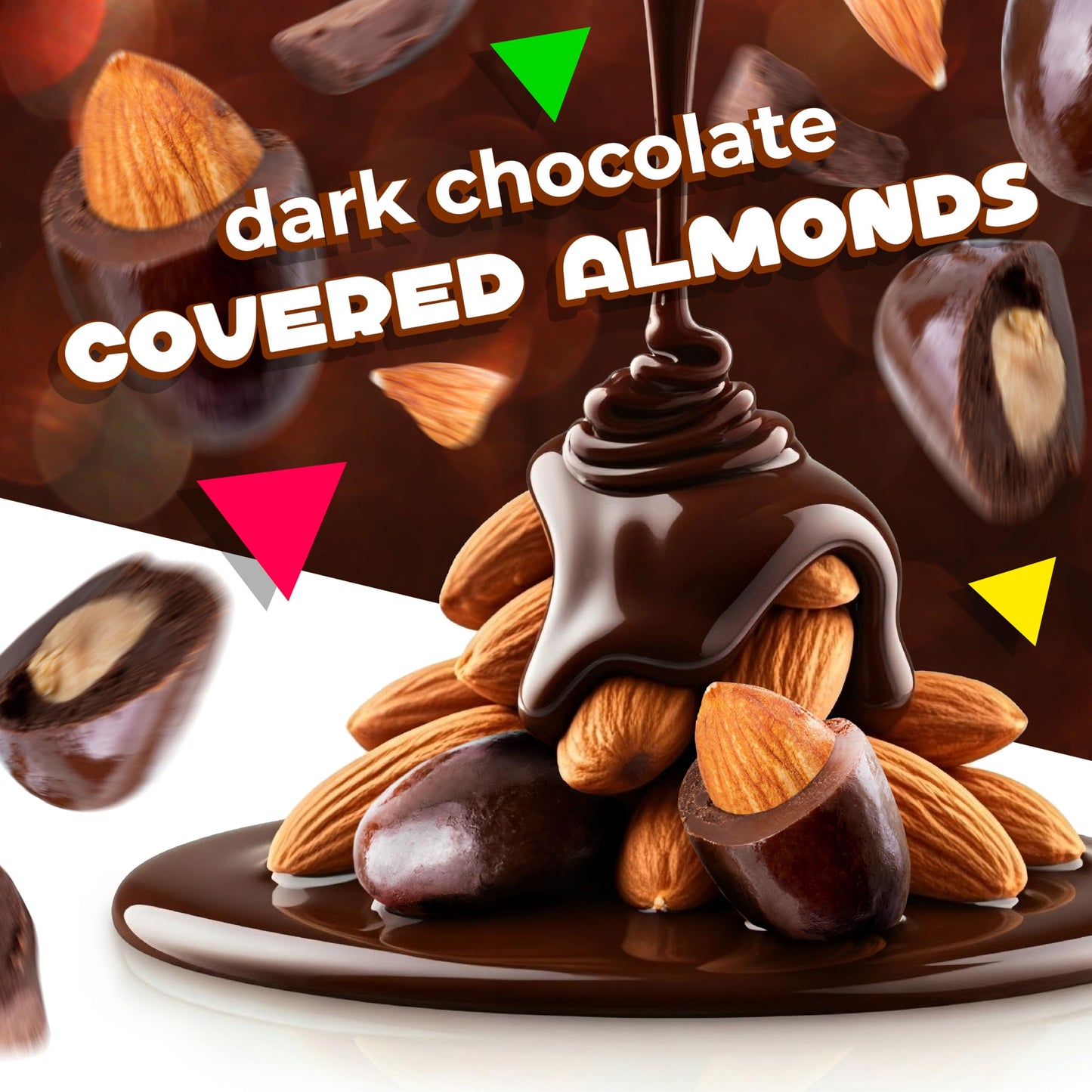 Dark Chocolate Covered Almonds | 2 Lb Bulk Bag | Roasted Chocolate Covered Nuts | Crunchy Office Candy Snack | Gourmet Party Favor & Gift Basket