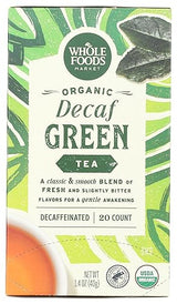 Whole Foods Market, Tea Green Decaf Organic, 20 Count