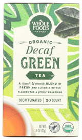 Whole Foods Market, Tea Green Decaf Organic, 20 Count