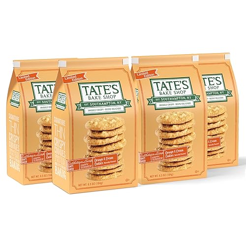 Tate's Bake Shop Orange and Cream Cookies with White Chocolate Chips, Limited Edition, 4-6.5 oz Bags