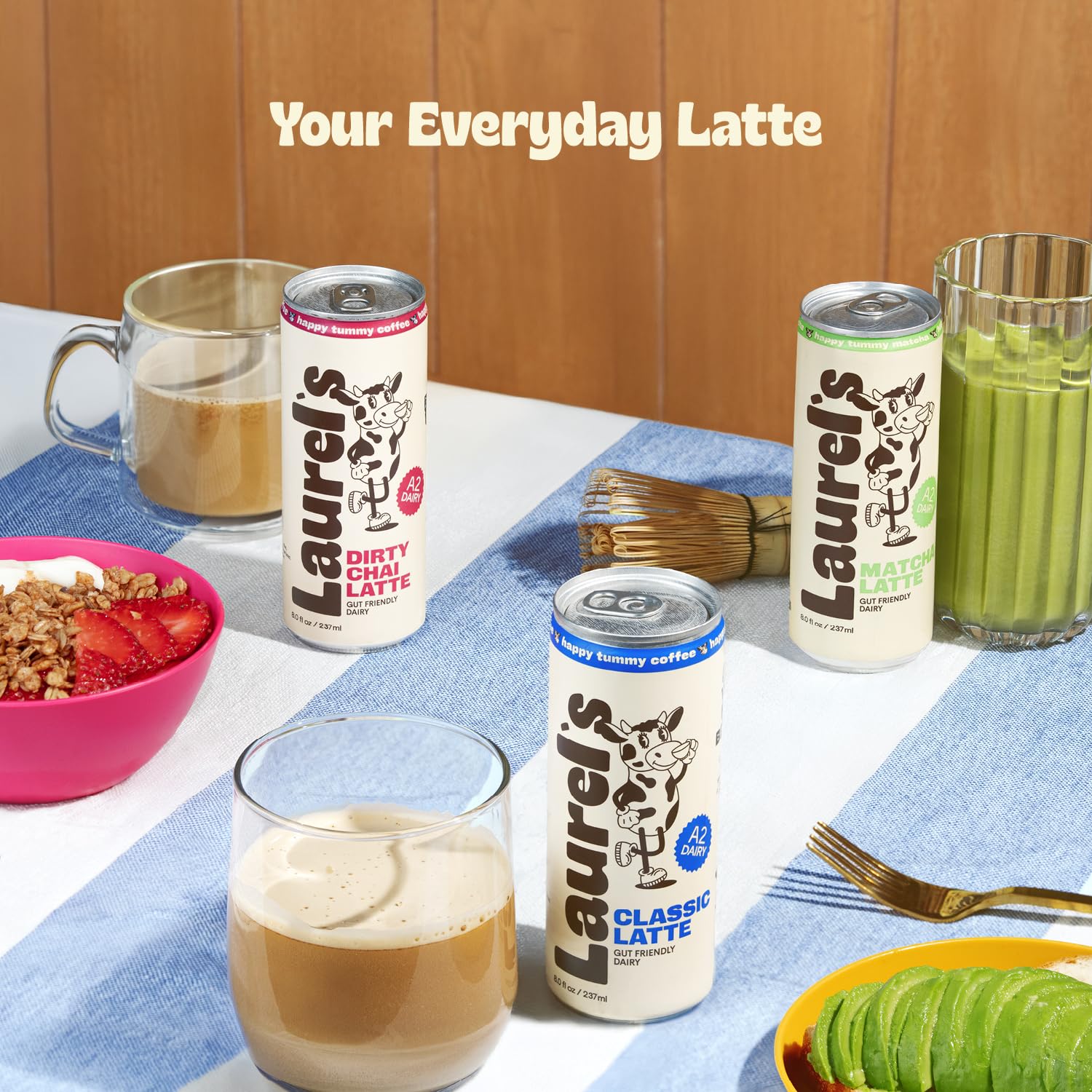 Laurels Coffee Classic Vanilla Latte Ready to Drink, Canned Iced Coffee Beverage with Organic A2 Milk, Smooth Vanilla Flavor, 80mg Caffeine, On-the-Go