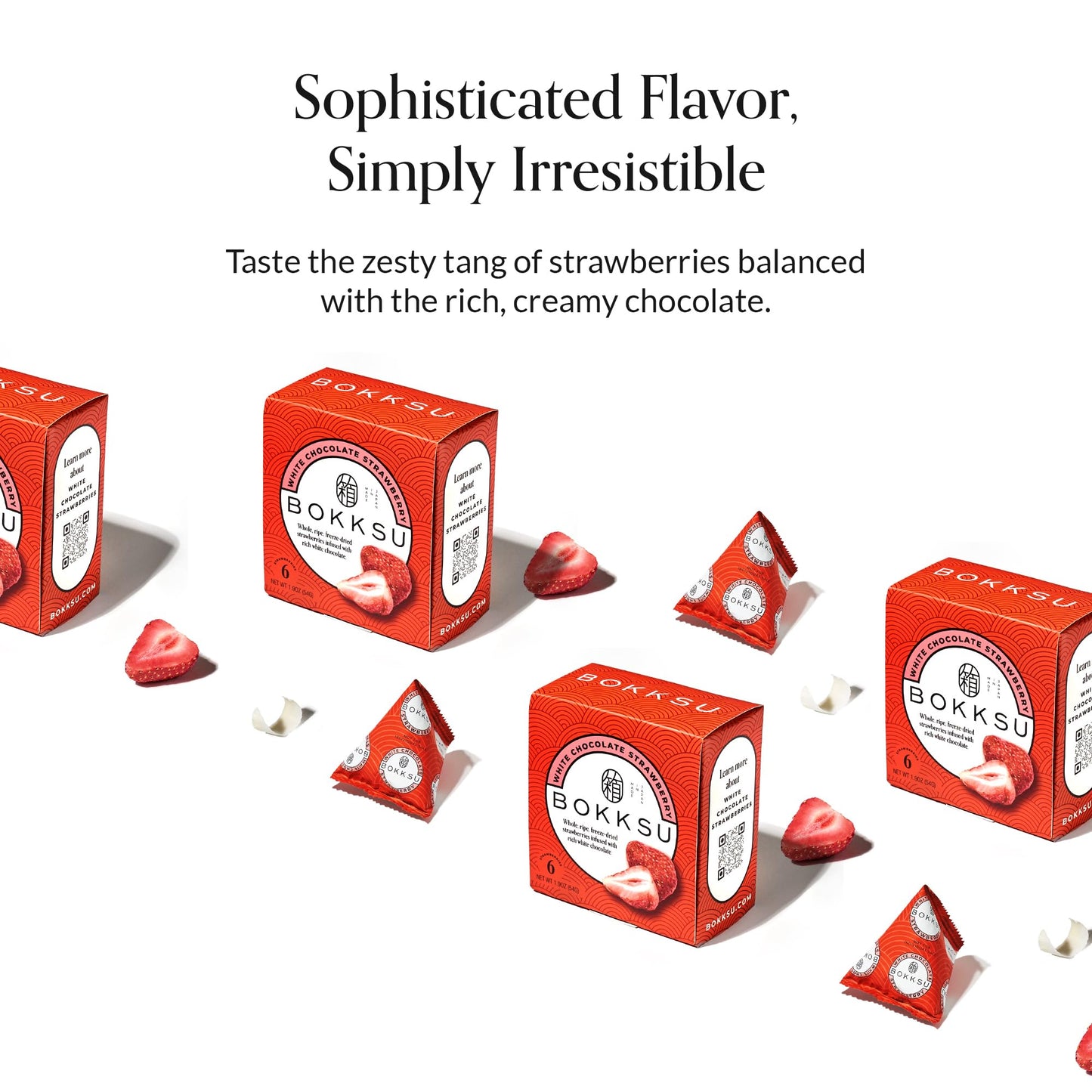 Bokksu White Chocolate-Infused Freeze Dried Strawberries 6-Piece Box (2-Pack) - Authentic Japanese Individually Wrapped Freeze Dried Strawberry Fruit