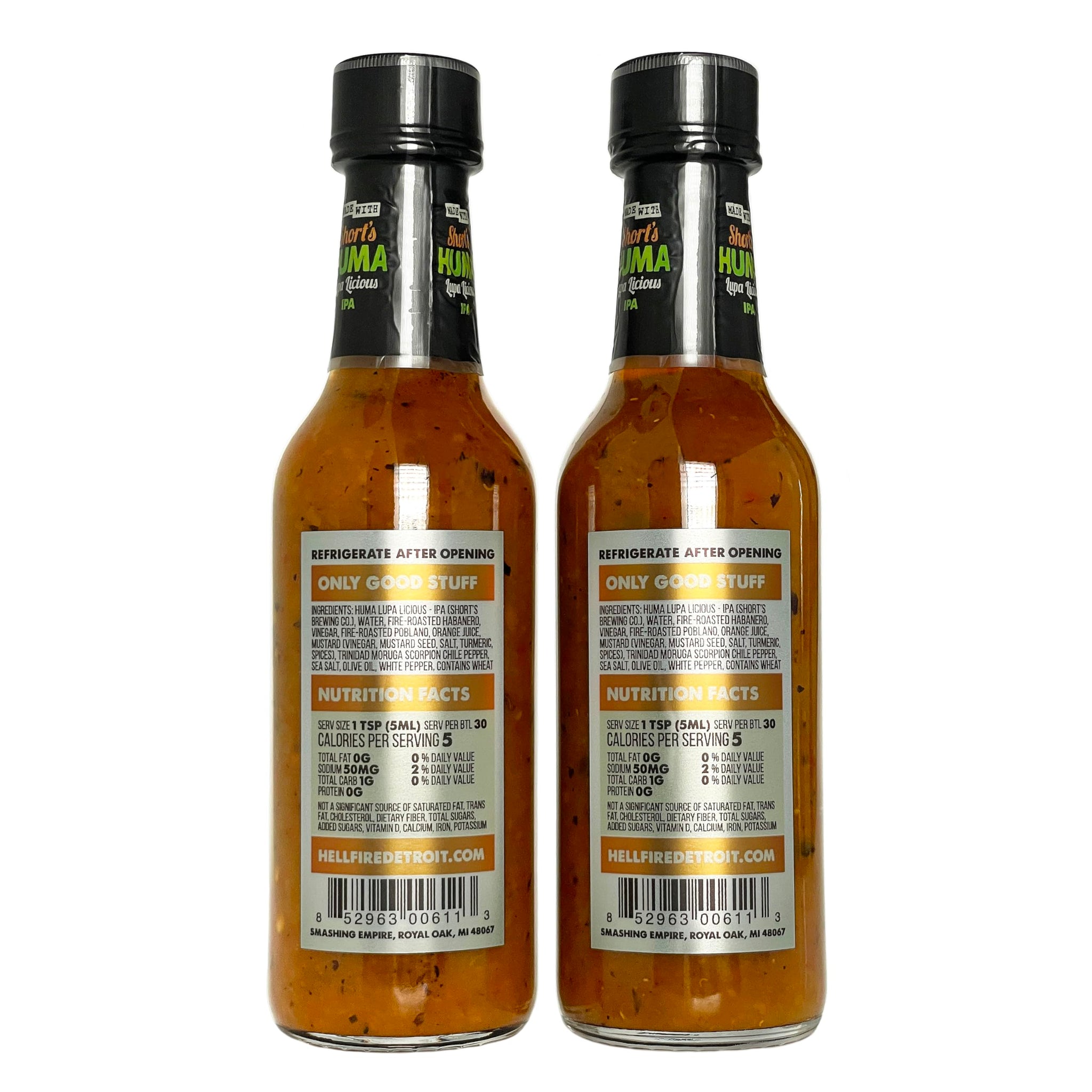 Hell Fire Detroit Beer Habanero Scorpion Hot Sauce (Extra hot), Crafted with Fresh, Fire-Roasted Habanero and Trinidad Scorpion Chile Peppers