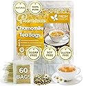 FRESHDRINKUS, Premium 60 Chamomile Tea Bags, 100% Natural and Pure Chamomile Flowers, Eco-conscious Tea Bags. Herbal Tea. No Sugar, No Caffeine, No