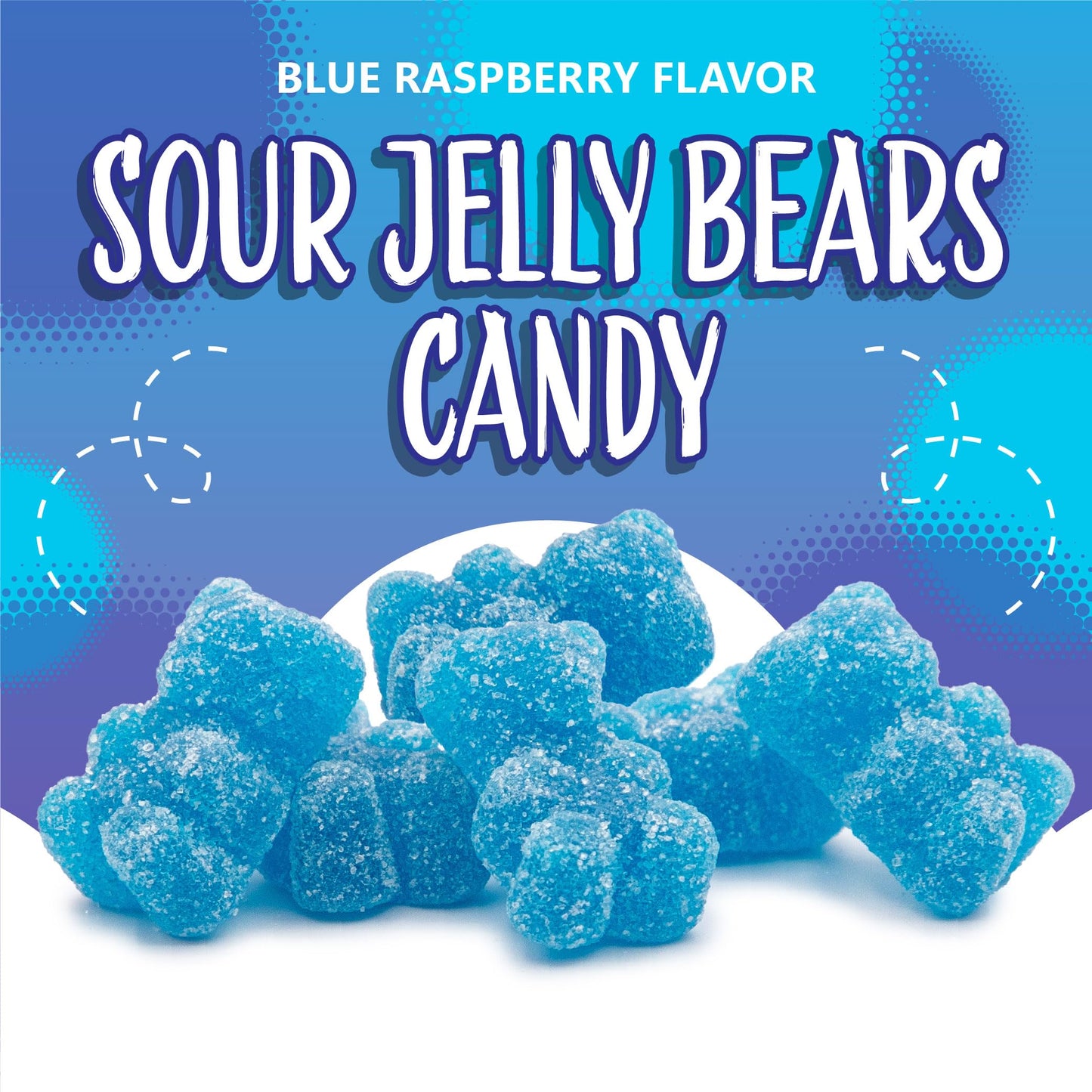 Sour Bears Gummy Candy | 1 Pound Bag | Gelatin Free Chewy Blue Candy | Blue Raspberry Jelly Bears for Baby Showers, Gender Reveal, Party Favors