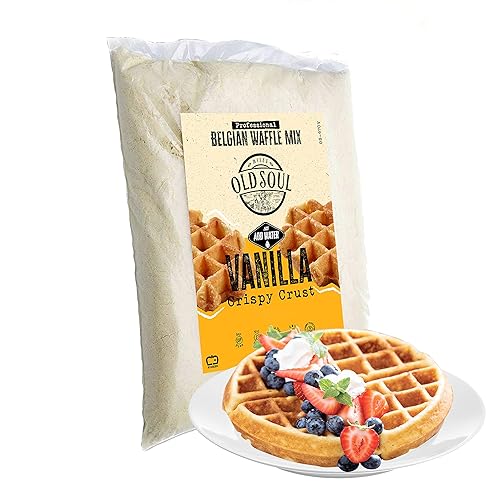 OldSoul Belgian Waffle Mix | Chocolate & Vanilla Flavour | Soy & Nut free | Belgian Batter Mix | 5 lbs | 28 Waffles (Vanilla)