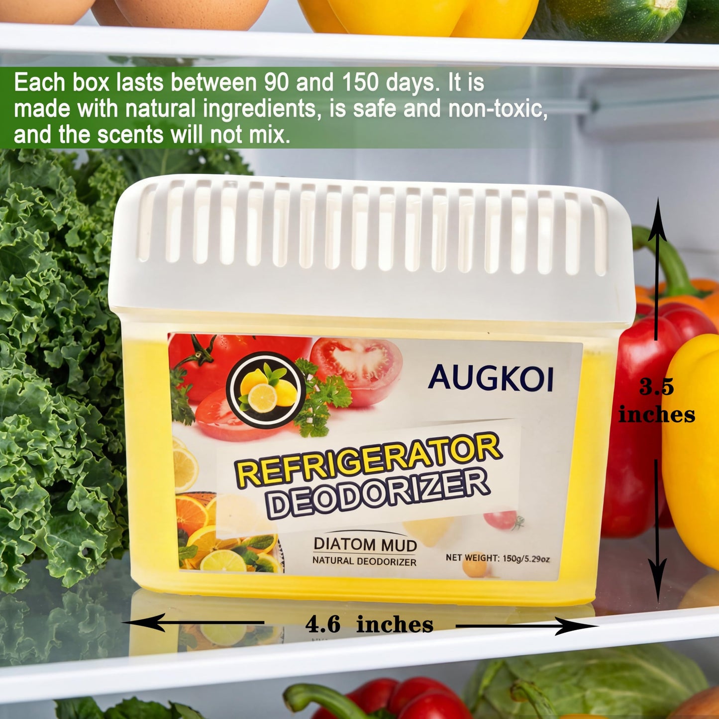 Diatomaceous Earth Gel Refrigerator Deodorizer, More Effective than Activated Charcoal and Baking Soda, Nature-Based Fridge Deodorizer, Eliminates