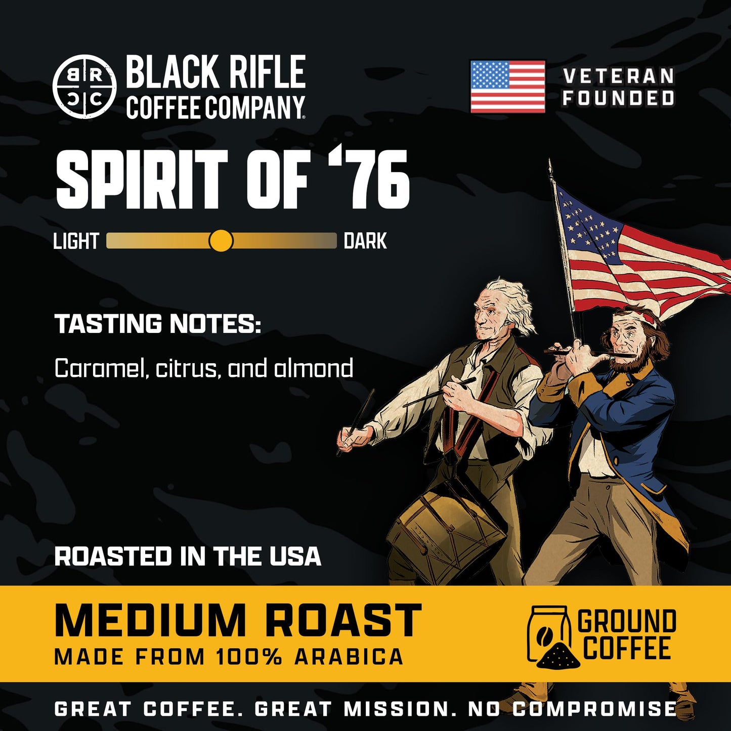 Black Rifle Coffee Company Spirit of 76, 18oz Bag, Ground Coffee Medium Roast - Roasted Blend Made from Arabica Beans - Colombian & Brazilian Beans