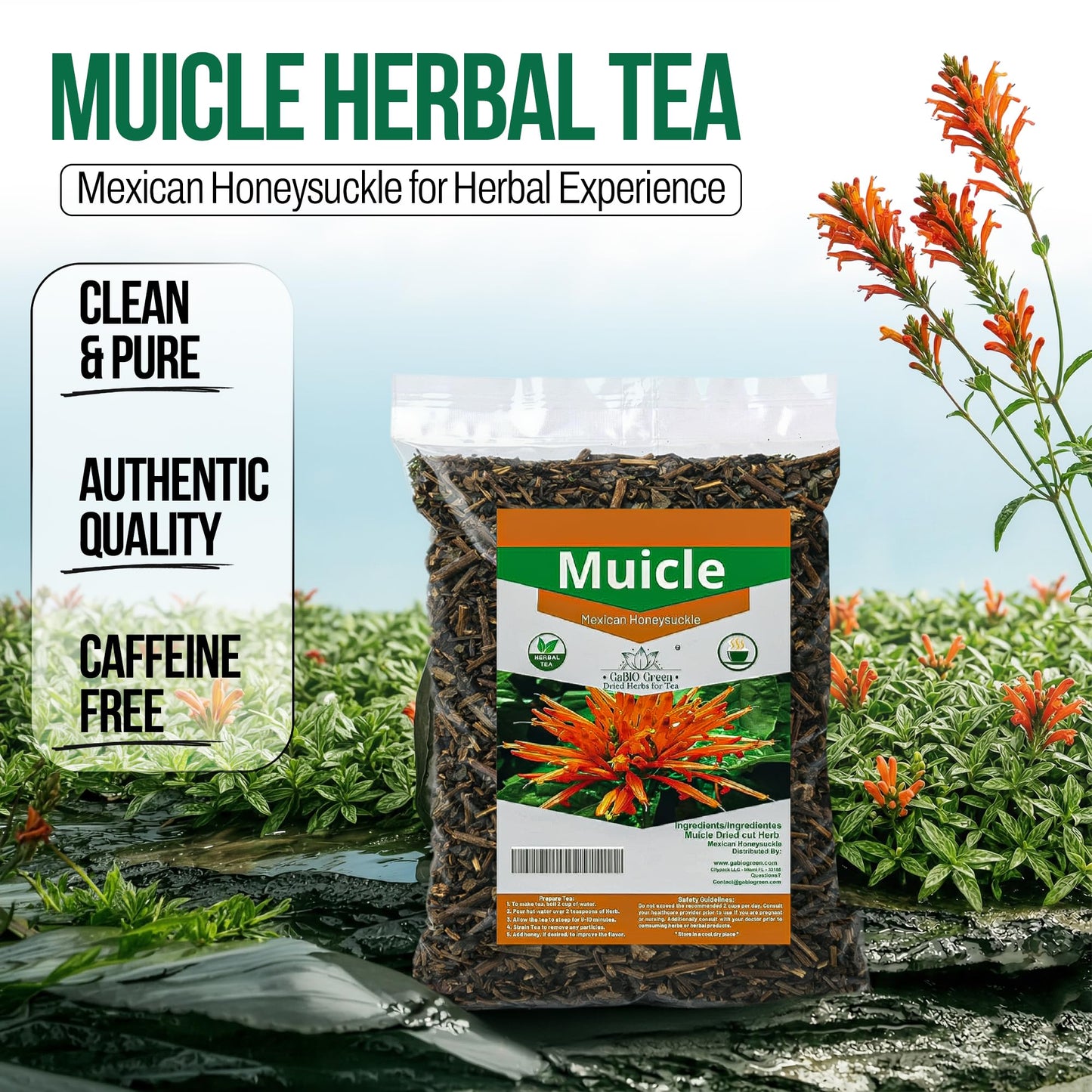 Muicle Mexican Honeysuckle 4.1 oz/116.2 Gr Herbal tea Caffeine Free 100% natural,Gabio Green Herbs
