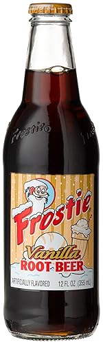 Frostie VANILLA ROOT BEER - "So creamy you may just Float away!", 12-Ounce Glass Bottle (Pack of 12)