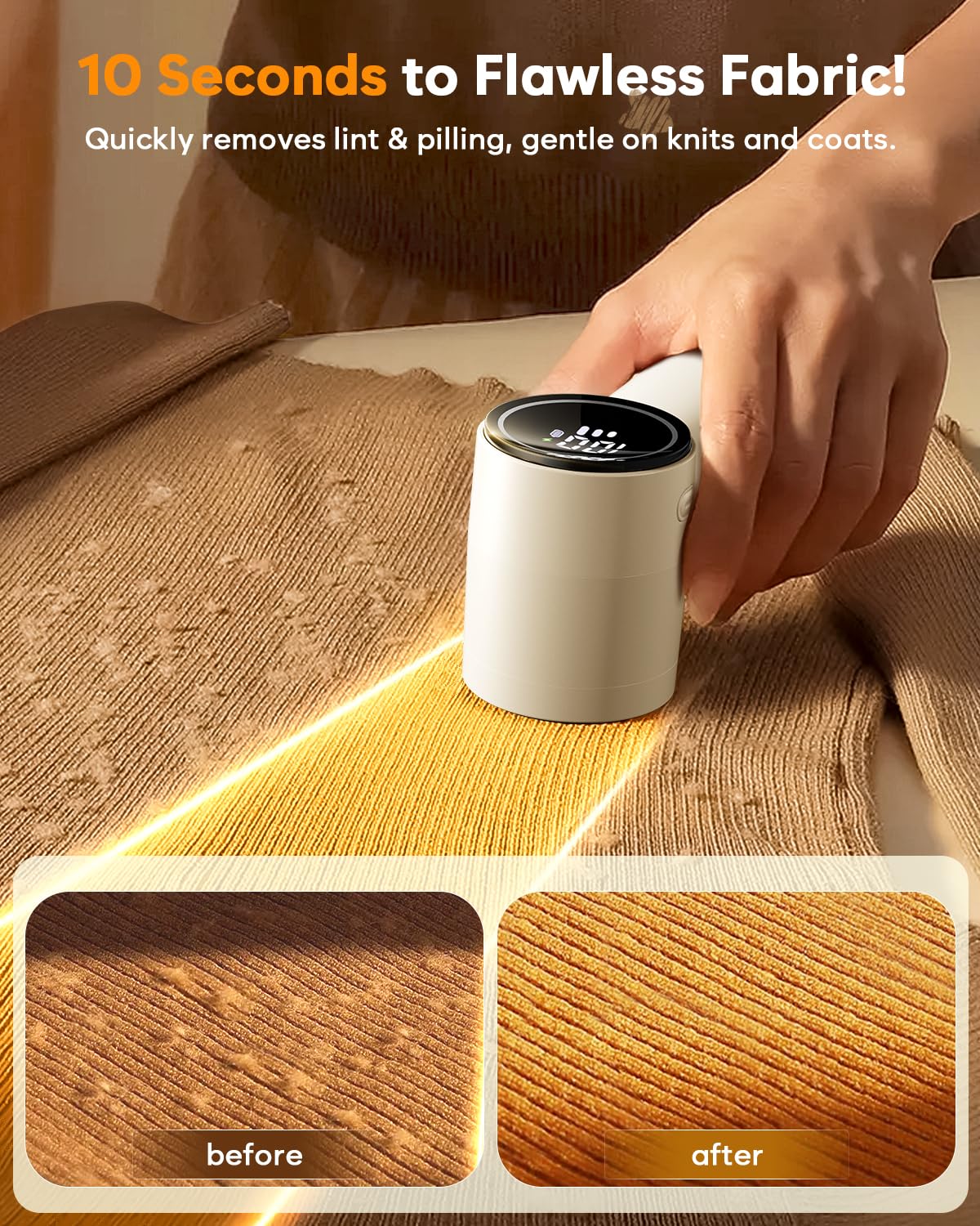 Sunytree Fabric Shaver, Lint Remover Rechargeable, 6-Blade Lint Remover with LCD Display & 3 Speeds, Portable for Clothes, Sweaters, Couches