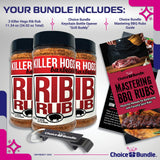 Killer Hogs Rib Rub Premium BBQ Barbecue Spice Seasoning 3 pk (34.02 oz) + Guide & Bottle Opener (5 Items)!
