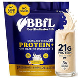 BBfL Grass-Fed Whey Protein Shake - 21g rBGH-Free Protein, Vanilla Bean + Apple Cider Vinegar, Prebiotics, Digestive Enzymes, Supports Gut Health