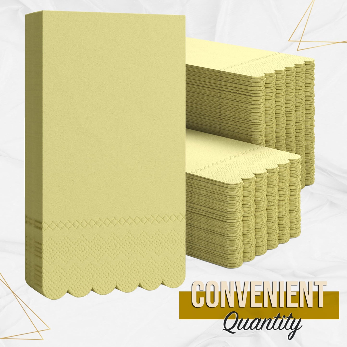Party Solids Yellow Scalloped Napkins Disposable 20 Pcs 3-Ply Yellow Scalloped Dinner Napkins Disposable Decorative for Dinners & Parties, Paper Guest