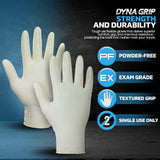 SAS Safety 650-1003 Dyna Grip Powder-Free Premium Latex Disposable Gloves, 7 Mil, Large, 100 Count , White